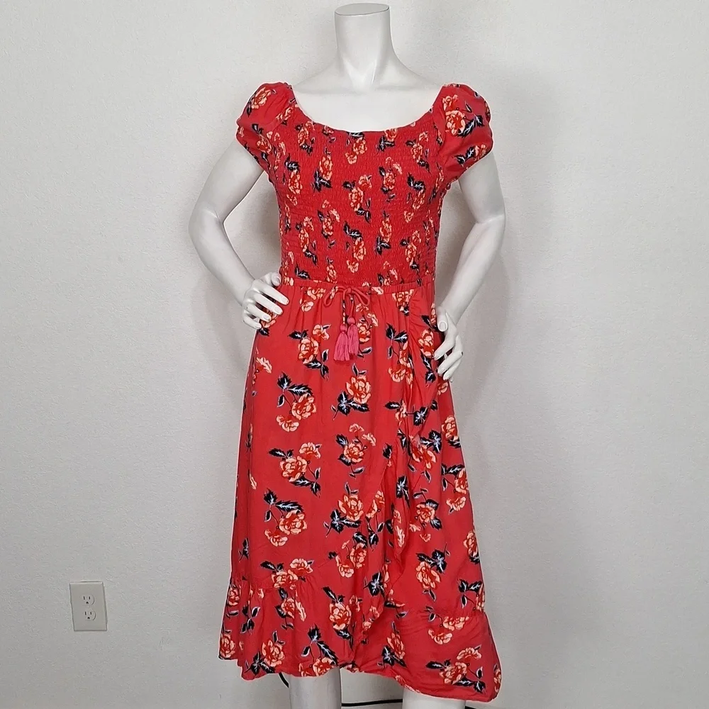 Justice Girls Pink Blue Floral Feminine Tassel High Low Maxi Dress Size 20